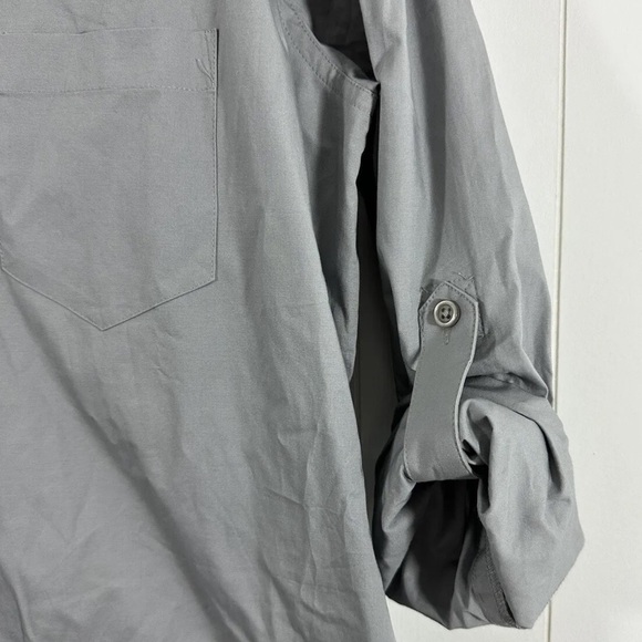 Victoria Secret Gray Shift Button Front Embellished Dress Size 14 Roll Tab - Picture 7 of 10